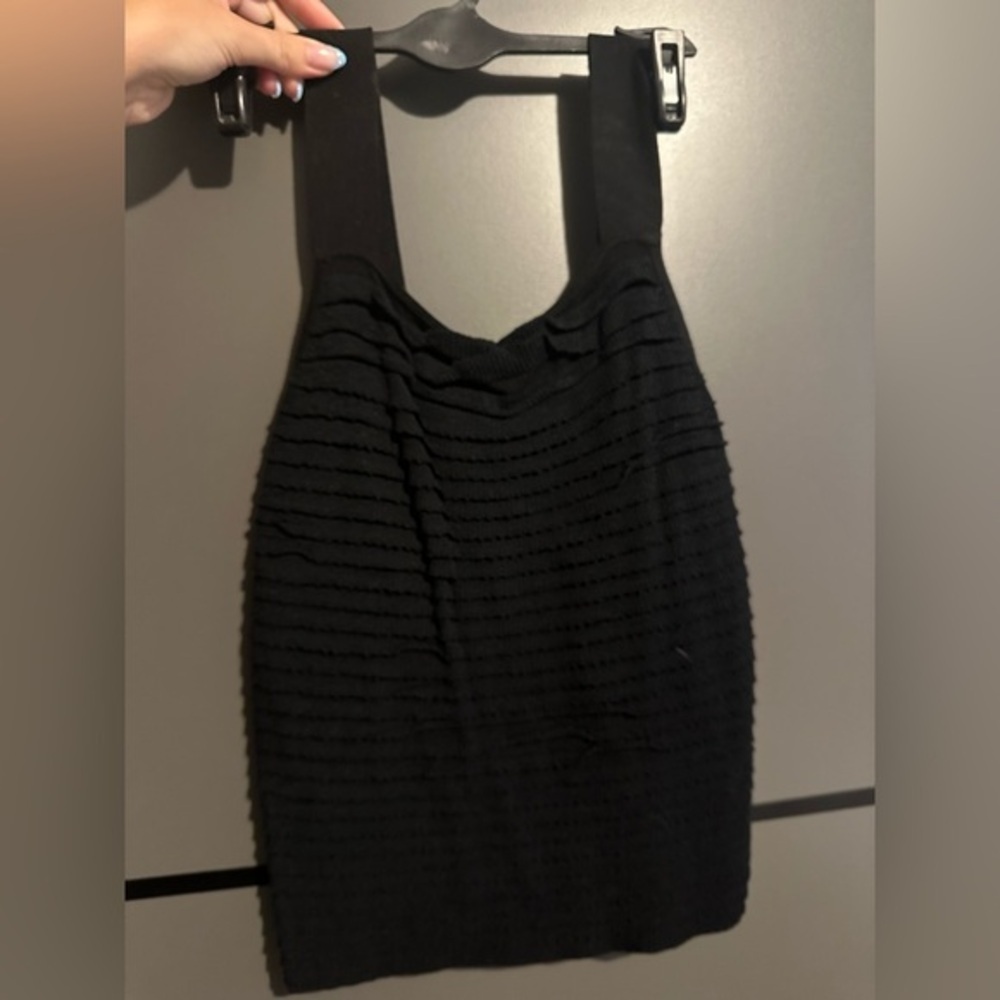 Club Monaco Black Textured Mini Dress